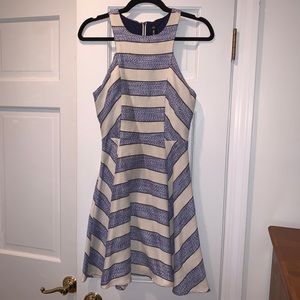 Blue and White Striped Fit & Flare Dress